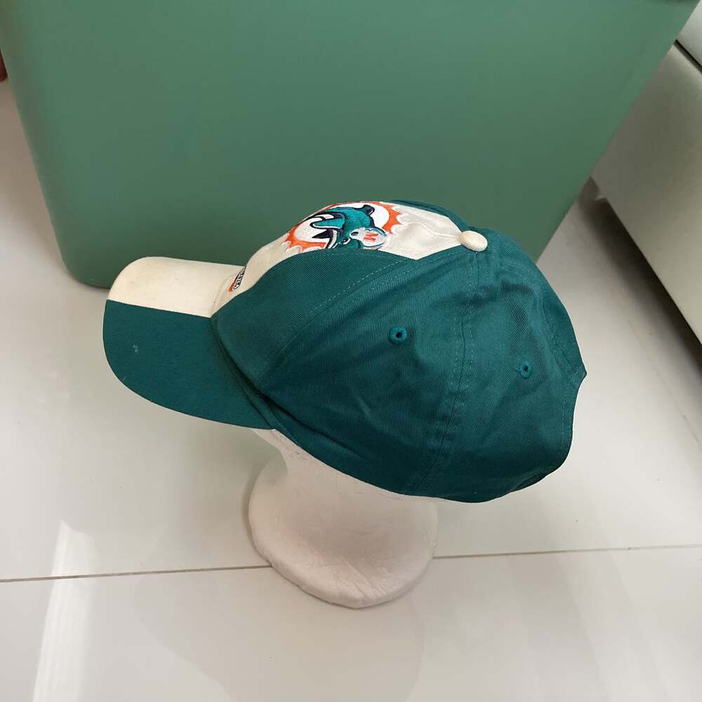 Vintage Miami Dolphins NFL Football Fan Baseball Cap Green & White Dolphin Logo - Picture 4 of 5
